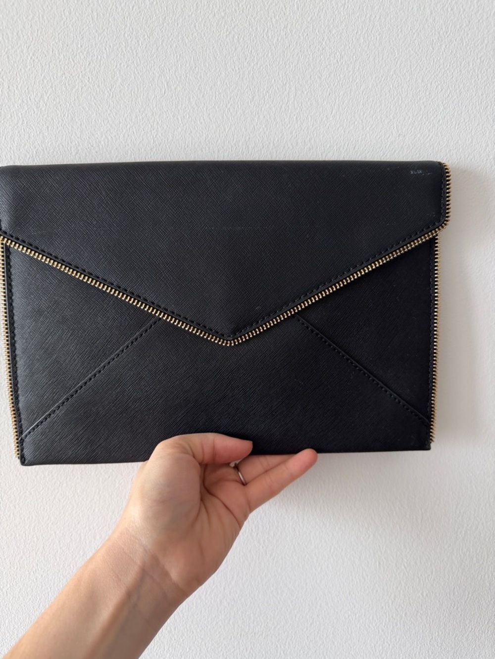 Rebecca Minkoff Black Envelope Zip-Trim Clutch